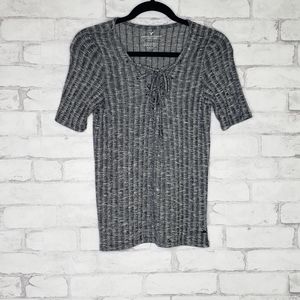 American Eagle Outfitters Grey Ribbed T-shirt